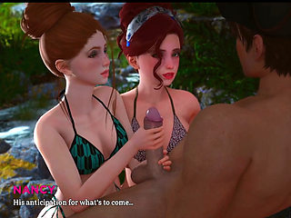 Lucky  boy having threesome with stepmother and stepdaughter