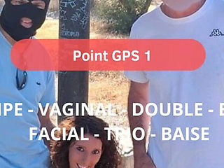French amateur threesome outdoor sex with big natural tits and facial