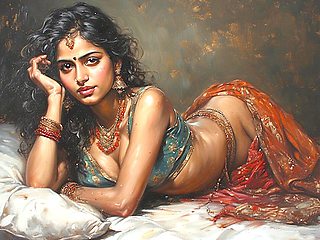 Cartoon bhabhi teases in a saree in the bedroom