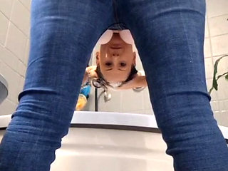 Bent over bath washing my hair