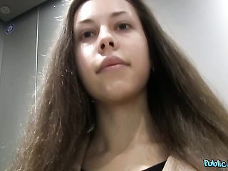 Awesome teen brunette Abril Alol fucked for money in the doggy style