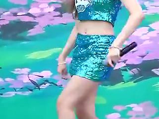 Girl in short skirt dancing