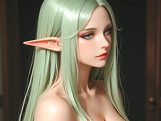 Lustrender Slideshow: Beautiful Nude Elf Head Turn Right Art - Ai Video