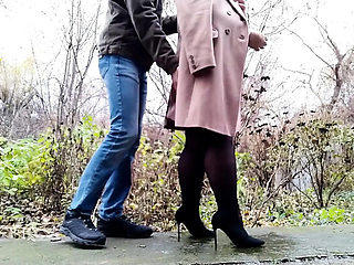 Curvy Stepmom Pisses on Street for Stepson - Amateur MILF Outdoor Pee Fetish