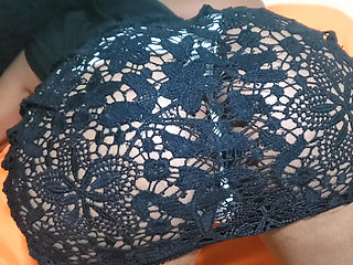 A Woman in a Black Dress at the Hotel with Her Panties Teasing Her Butt