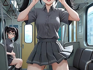 Hentai 2026! College girls show their super wet butts on the subway