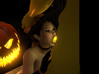 Sexy Witch Fucks the Pumpkin King on Halloween