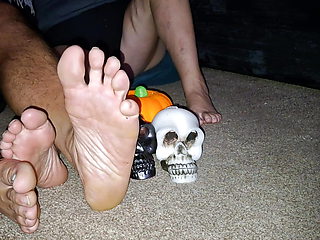 Showing off our sPooky feet toys for Halloween