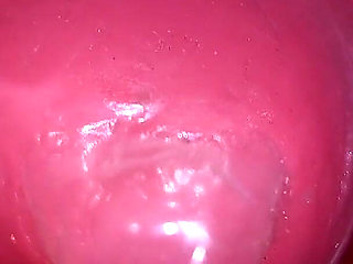 Inside a Camgirl Cervix POV Camera in Vagina with Big Dick Toy