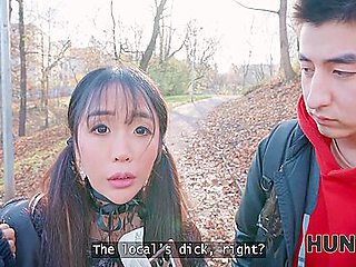 Petite Japanese Tourist Sakura Jumped On A Strangers Cock In Front Of Her Bf