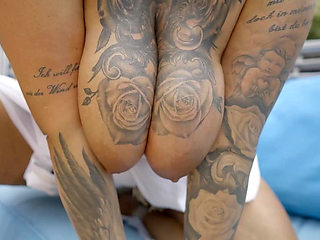 BBW with Big Tits and Long Nails Masturbating by the Pool