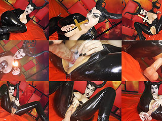 Satanic Black Latex Witch Summons Satan