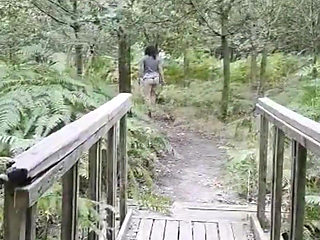 Sexy arse wife flashing in the woods