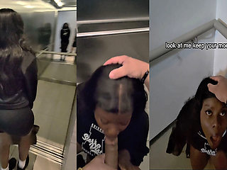 Shy Girl Gets Convinced in Elevator to Swallow a Stranger's Cum