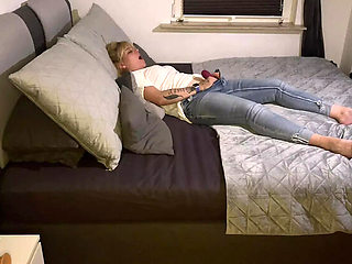 Blonde Solo Masturbation Moaning & Clit Rubbing to Intense Multiple Orgasms in Jeans