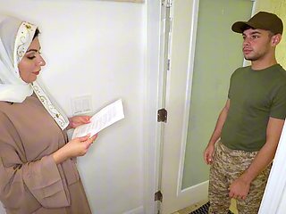 An American soldier is fucking my Iraqi Stepmom!? Let's fuck her together!