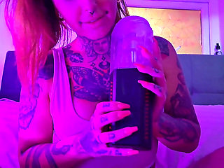 My Girlfriend Uses Cock Sucker Toy on My Big Cock