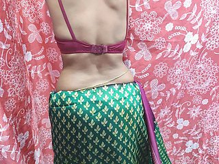 Sexy Housewife Saree Wearing and Boobs Press by the Servant