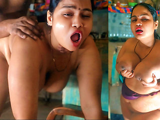 Horny Stepmom Fucked Hard by Stepson in the Kitchen Taboo Creampie