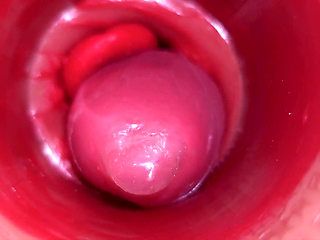 Inside a Camgirl Cervix POV Camera in Vagina with Big Dick Toy