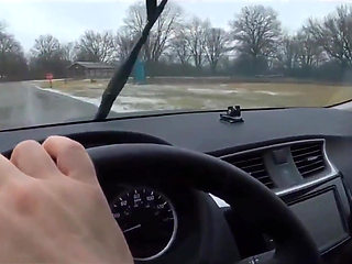 Teen Girl in Plaid Skirt Gets a Ride to School From a Stranger on a Snowy Day