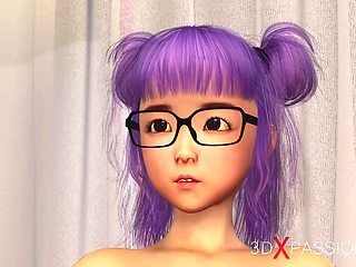 Japanese Super Sexy egghead girl in glasses gets screwed in the candy room