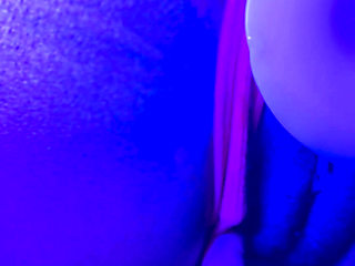Ebony Goddess Leaking: Neon Thong & Dildo Squirt