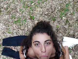 Outdoors in the Forest The Selvaggia Gets Cum And Then Tastes It