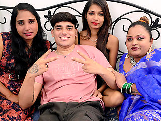 Desi Girlfriend call his Boyfriend to enjoy sex with Her friends  Full Hardcore one men Fucking three women foursome Video