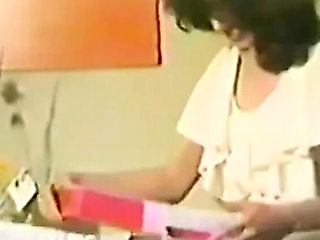 Brunette MILF in Lingerie Jerks Off with Three Massive Dildos on Floor