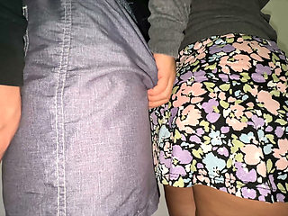 Risky! Big-assed Woman Touching a Stranger's Cock.