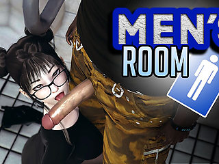 Men's Room. Asian Woman Wanted to Swallow a Stranger's Big Black Cock in the Toilet After Urinating. Emptie41
