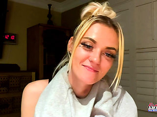 Skinny Blonde Cutie Sassy Sucks A Cock Before She Gets Her Pussy Pounded!