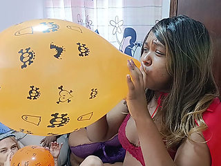 naughty little witches popping balloons
