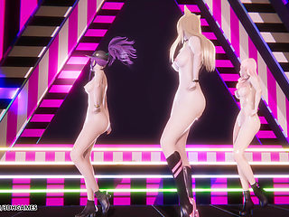 [mmd] Blackpink - Whistle Ahri Akali Seraphine Sexy Naked League of Legends Hentai Uncensored 4K 60fps