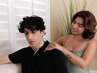 Nick strokes Hazel's tight Latina pussy in a steamy threesome