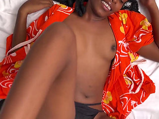 Huge Cumshot on a Pretty Ebony Girl's Body - POV Video