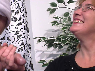 Mature German beauty shares dick with hot granny