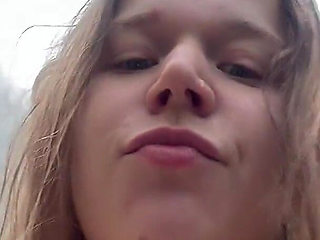 Crazy Girl Playing Naked in the Rain