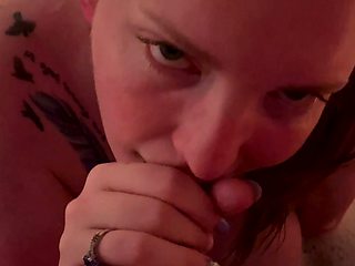 Mature brunette amateur giving a great POV blowjob