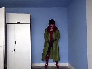 Green leather coat