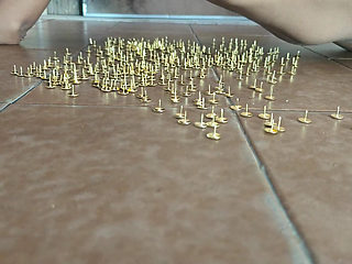 Masochistic Slave Having an Orgasm While Lying on Thumbtacks