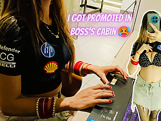 Boss and Secretary. I Got Promotion After Just I Came From My Marriage in My Boss's Cabin.