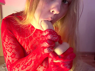 Blowjob in Full Fishnet Bodysuit