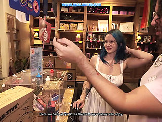 Amateur French Alt Girl Sells Sex Toy in Shop - Big Natural Tits Homemade POV