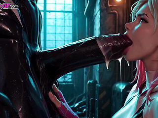 Sexy Slim Gwen Gets Deepthroated and Fucked By Black Cock VENOM - 3D Animation X