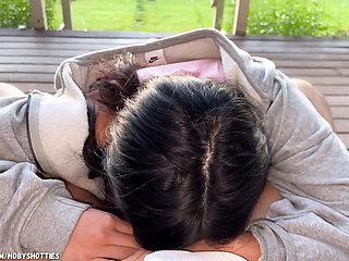 Natural Beauty Sucks Dick & Swallows Cum Outdoor by The Lake - POV Blowjob