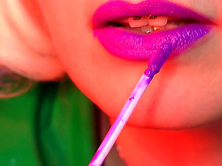 ASMR slowly lipstick tease