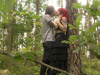Passionate Outdoor Fuck in the Woods with Redhead Sofi and Cedric's Big Cock