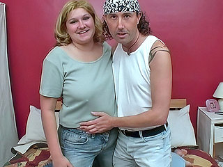 Plump and Chubby Bodied Blonde Gets Fucked by a Skinny Man